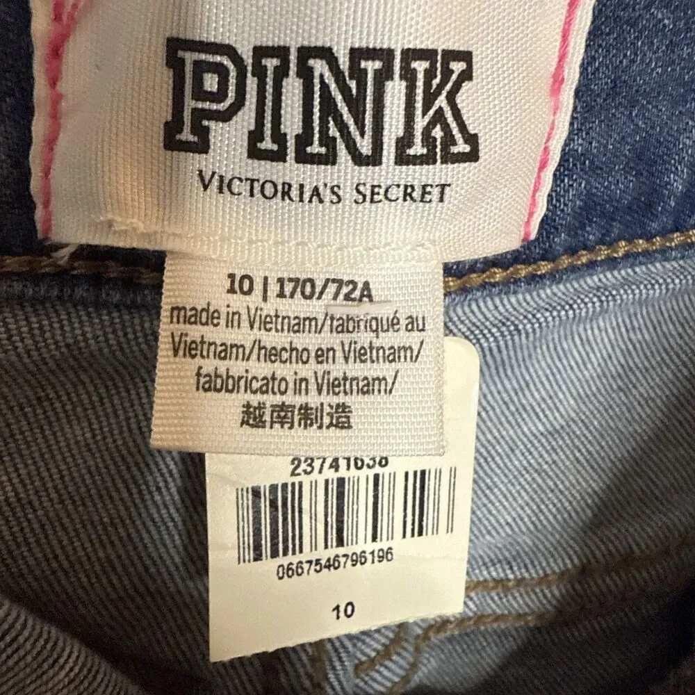 Pink Victoria Secret High‎ Waisted Cut off Shorts Womens 10 Blue Denim Frayed